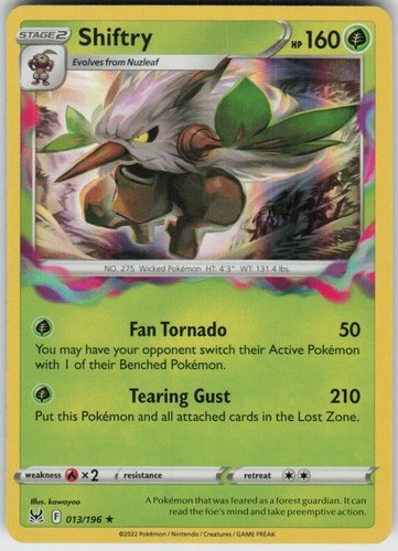 Holo Shiftry 013/196 Rare Lost Origin Near Mint