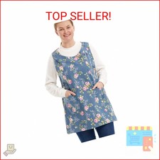 Plus Size Aprons for Women with Pockets Cotton Linen Cobbler Aprons Smock for Ba