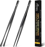Edelstahl-Kochpinzette Set Von 2 Extra Lang 30,5 Cm Schwarz FüR KüChe Grillen