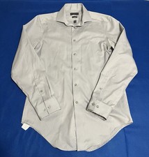 ck Calvin Klein Slim Fit Non-Iron Dress Shirt Light Gray 100 Cotton Mens