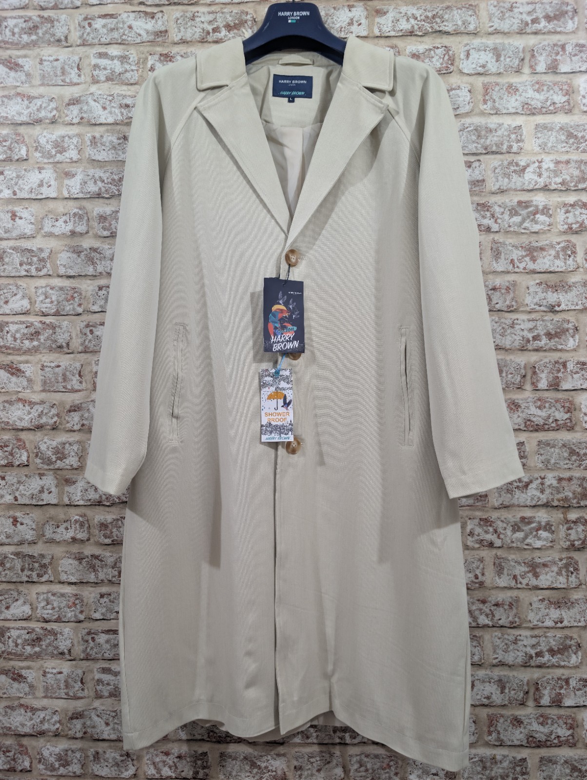 Harry Brown Mac Jacket. Mens Large. Cream/Beige. Brand New With Tags.