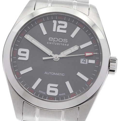 Epos Sportive Date Automatic Watch Men Gray Dial 39mm Steel From Japan
