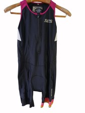 SLS3 Womens Triathlon Suit Sleeveless Black Pink Size L Stretchy Nylon Spandex