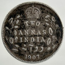1907 India 2 Annas Silver Coin | Collectable Grade