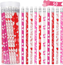 50Pcs Valentines Day Pencils for Kids Party Favors Valentines Wood Pencils Bulk