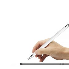 Universal 2-in-1 Stylus Pen White Durable Alloy Capacitive Touch Screen Tool