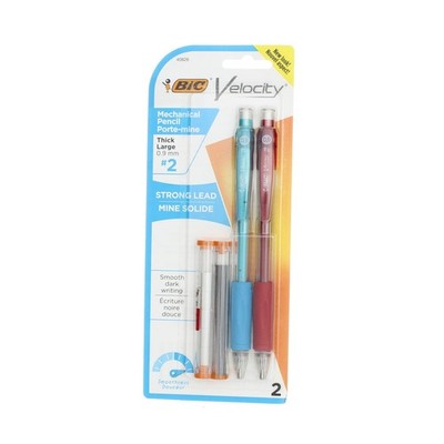2 Pack BiC Velocity Strong Lead Mechanical Pencil & Refills, 0.9 mm, #2, 2 Ct