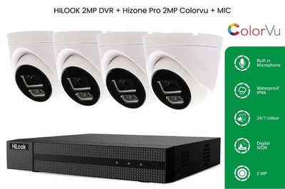 HIKVISION 4-KANAL CCTV 2MP COLORVU AUDIO MIKROFON OUTDOOR DVR SICHERHEITSSYSTEM KIT + 1 TB HDD