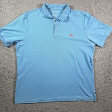 Tommy Bahama Island Zone Shirt Trim Fit Mens XXL Blue Short Sleeve Polo Pima