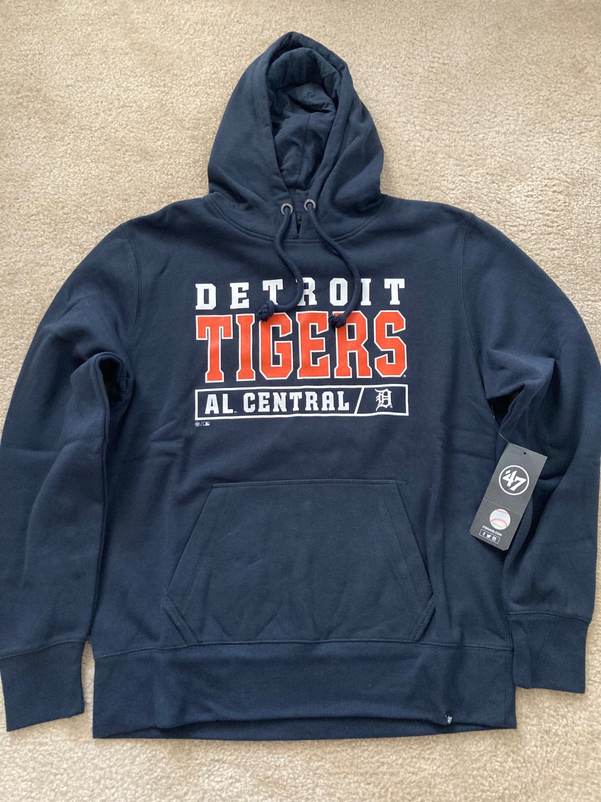 Men's '47 Brand Detroit Tigers Headline Hoodie L Fall Navy NWT