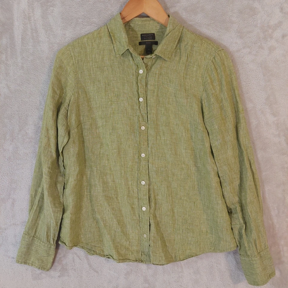 Camisa J Crew Baird McNutt Irlandesa Lino Abotonada Verde Talla 8 Foto 3 de 4