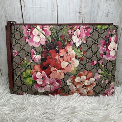 GUCCI Blooms GG Supreme Flower Floral Print Second Bag Clutch