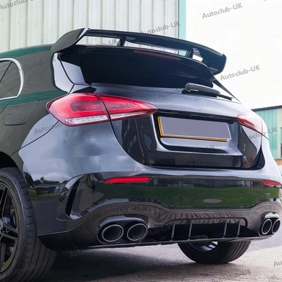 AUTOCLUB-UK FOR MERCEDES A CLASS W177 A45 A35 AMG STYLE GLOSS BLACK REAR BOOT SPOILER ROOF