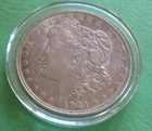 1921-P Morgan Dollar, 90% Silver, Ungraded. Good toning.