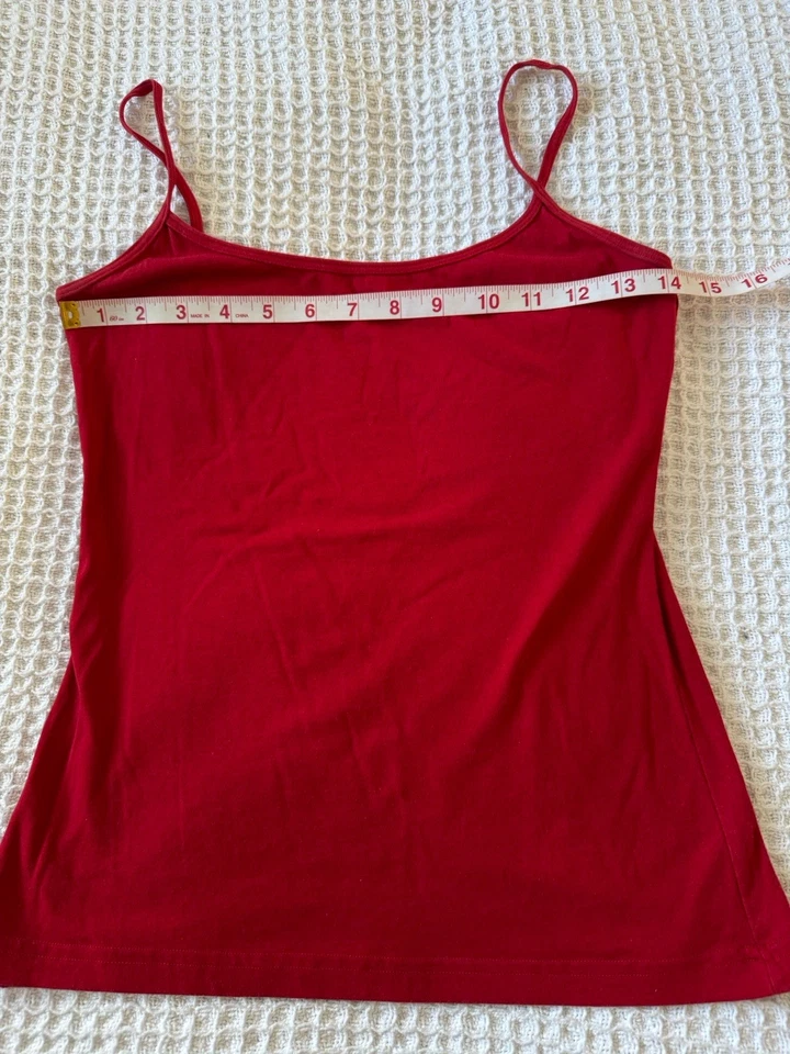 Camiseta sin mangas American Apparel roja con tiras de algodón talla mediana hecha en EE. UU.  Foto 4 de 4