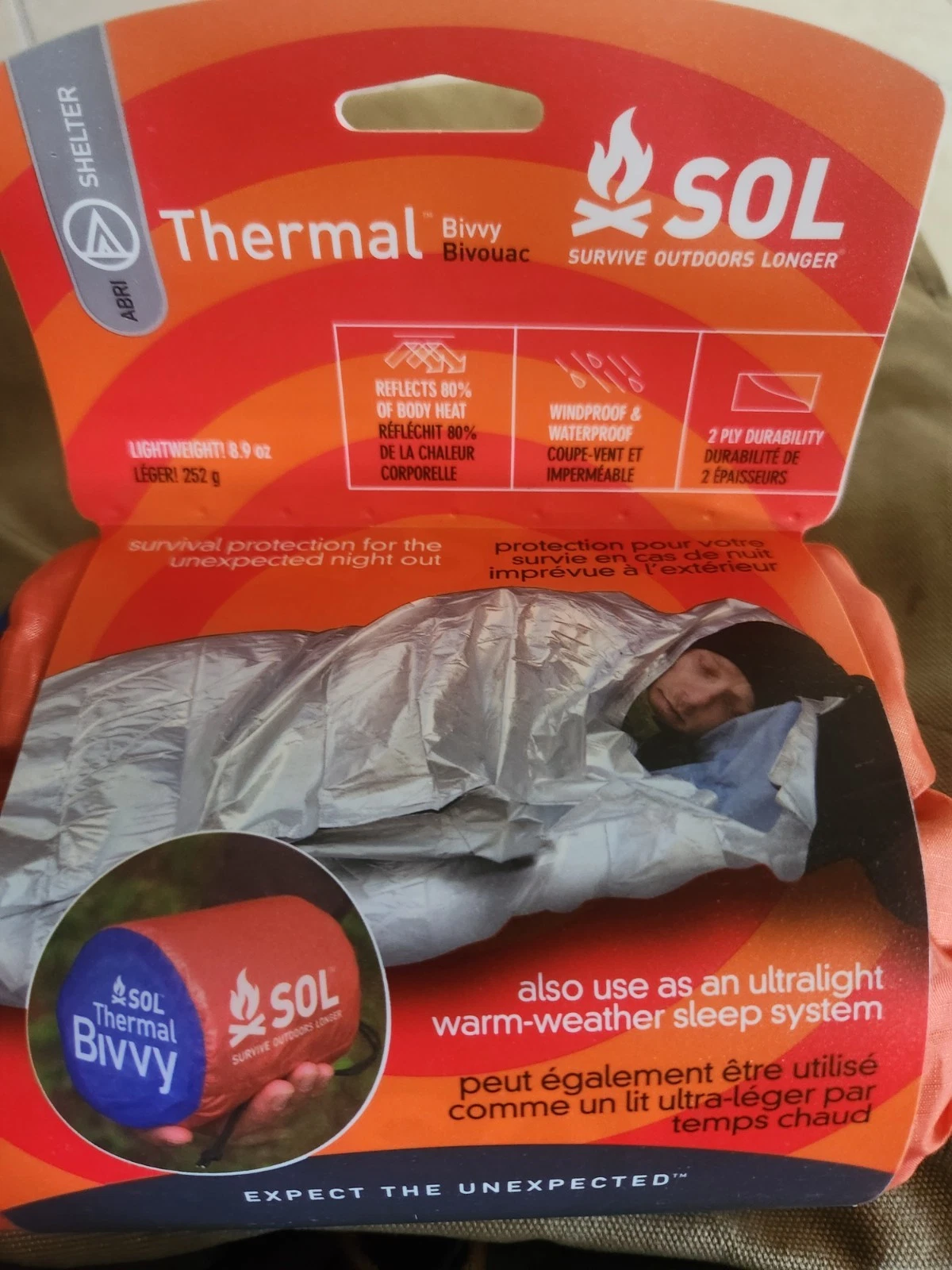 Sol Thermal Emergency Bivvy for Outdoor Activities 34" x 84"