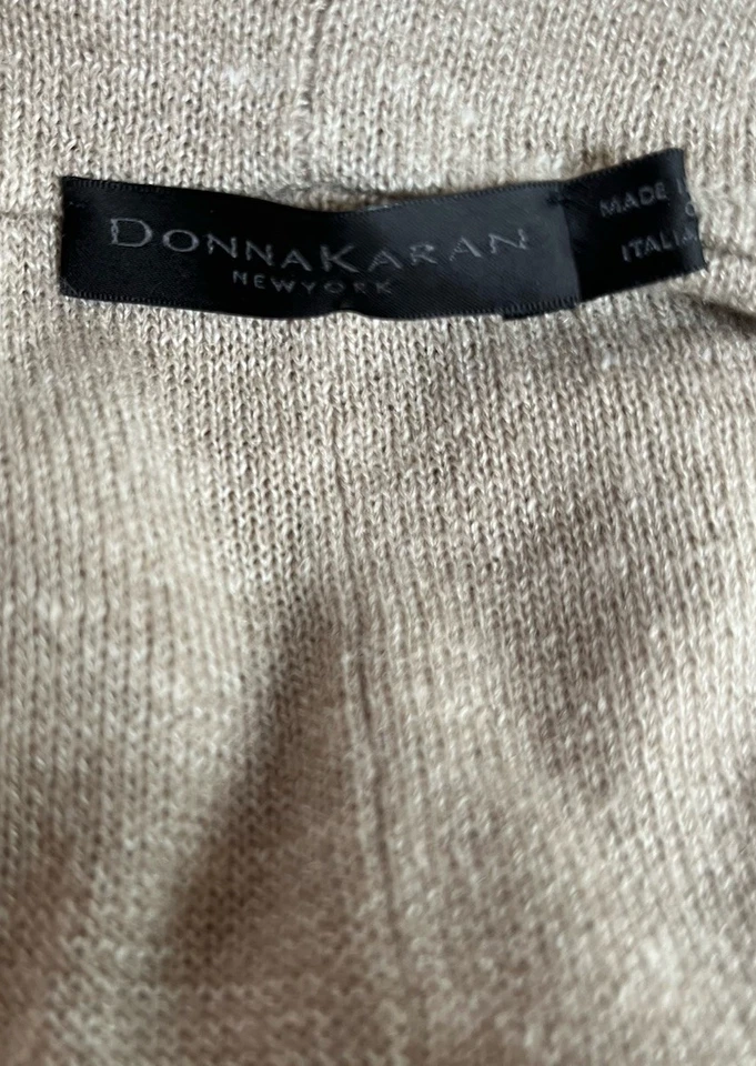 Donna Karan NY Etiqueta Negra Talla S Beige Cachemira Seda Lino Relajado Sudadera con Capucha Suéter Foto 3 de 4