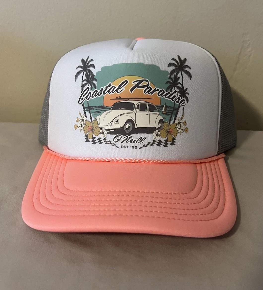 O'Neill Arlie Women’s Trucker Hat Coastal Paradise Pink/Gray/White BNWT