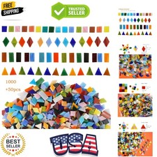 1050 Pieces Mixed Shapes Glass Mosaic Tiles for Crafts, Colorful Stained Glas...
