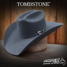 Original Tombstone 20X Western Cowboy Felt Hat Roper Style - Granite Grey