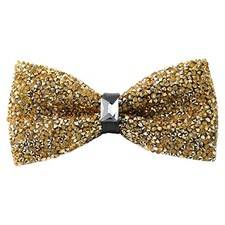 Rhinestone Bow Ties for Men - Pre Tied Sequin Bowties Men with Jewels - Gold