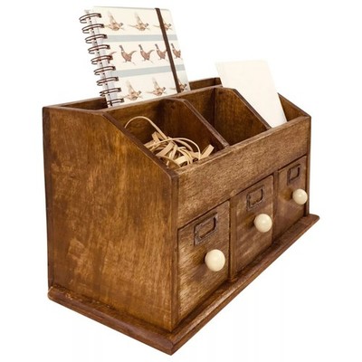 Rustikale Holz Schreibtisch Organizer Schubladen Schreibtisch Schreibwaren Aufbewahrungsbox Ordnung Büro