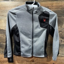 Spyder Men Bandit Fleece Sweater Knit Full Zip Jacket Gray Black Size M