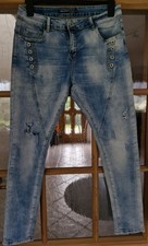 Destroyed/Ripped Damen Stretch Jeans, Gr. M, Colloseum, blau