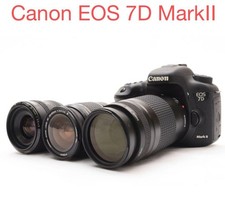 Canon EOS 7D Mark II Digital SLR Camera Triple Lens Set Excellent Condition