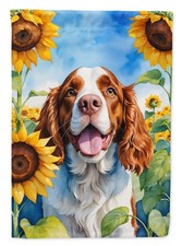 Caroline's Treasures Welsh Springer Spaniel in Sunflowers House Flag DAC6171CHF
