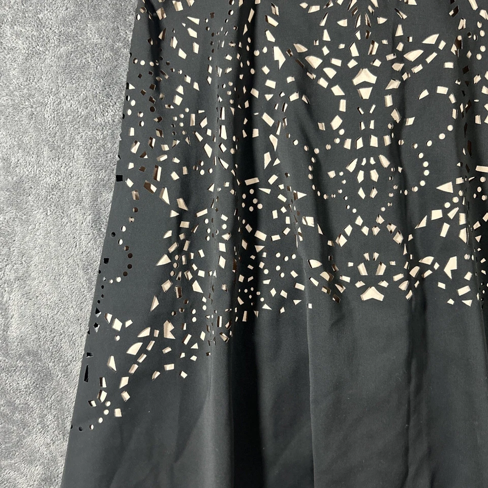 Pea In The Pod Maternity SS Cocktail Knee Dress SzS Black Nude V Cut Out Classic - Image 4 of 4