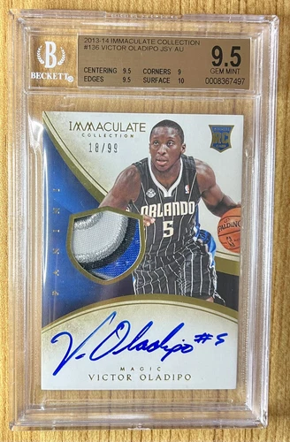 2013-14 PANINI IMMACULATE VICTOR OLADIPO ROOKIE PATCH AUTO RPA BGS 9.5 #18/99!