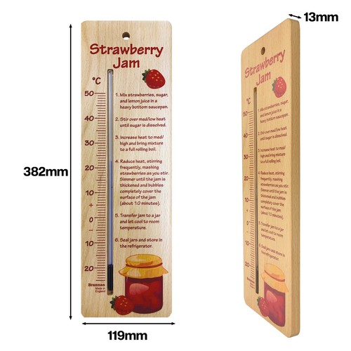 380mm Wood Wall Thermometer- Strawberry Jam Kitchen Temperature - Picture 3 of 7