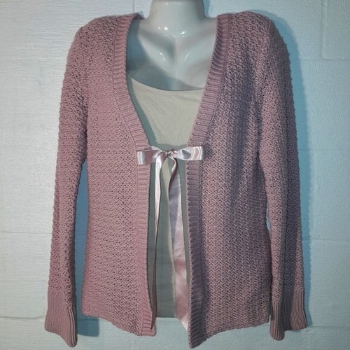 Old Navy Women's Large Dusty Rose Pink Open Knit Crochet Cardigan