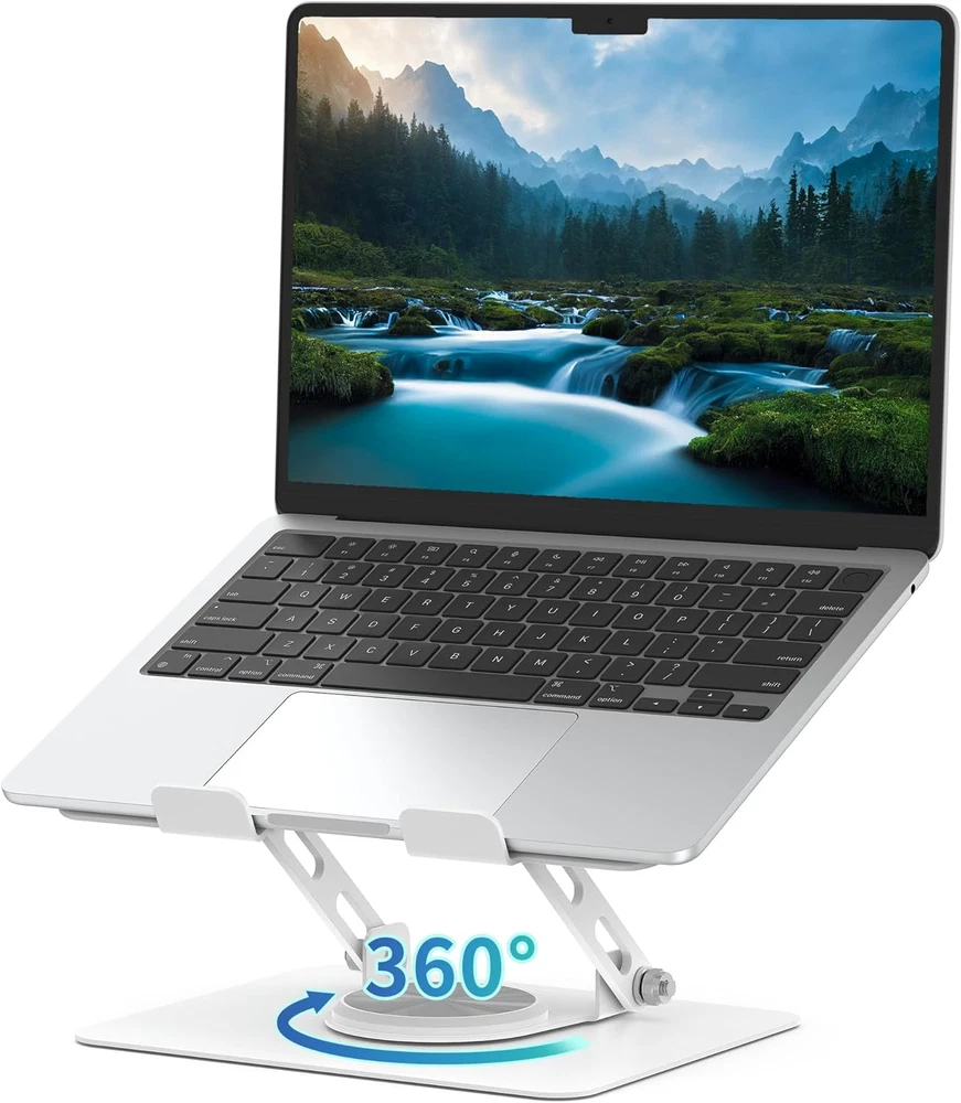 Ergonomic 360 Rotating Adjustable Laptop Stand for Desk - Space-Saving Cooler  