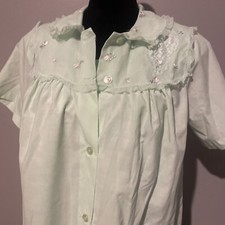 Vintage Sears Sz S 32 34 Mint Green Nightgown And Robe Peignoir Set Flowers Lace