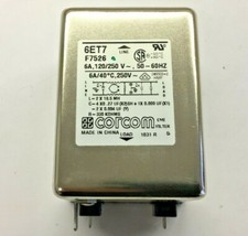 6ET7 Power Line Filter 50Hz/60Hz 6A 250VAC Faston Flange Mount
