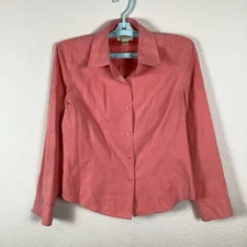 Talbots Womens Button Up Shirt Sz Petites Long Sleeve Solid Pink Excellent