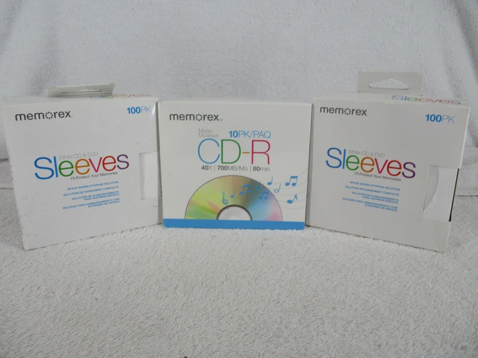 Memorex Fundas Blancas para CD & DVD 100pk 2 Caja y Música CD-R 40X 700MB 10pk NUEVO Foto 2 de 4