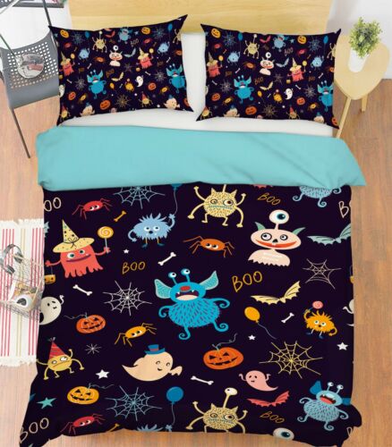 3D Monster Spider Pumpkin M89 Halloween Bed Pillowcases Bed cover Zoe-