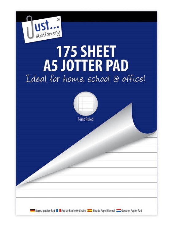 Bloc de notas A5 Jotter 175 hojas papel con reglas forrado hogar oficina escuela escritura