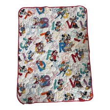 Vintage 90s Disney Crib Blanket 54x41 Baby Mickey Mouse  Friends ABC  s Dundee
