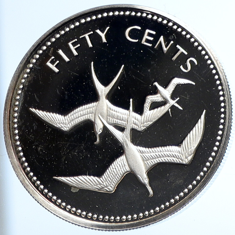 1974 BELIZE Avifauna FRIGATE BIRDS VINTAGE Proof Silver 50 Cents