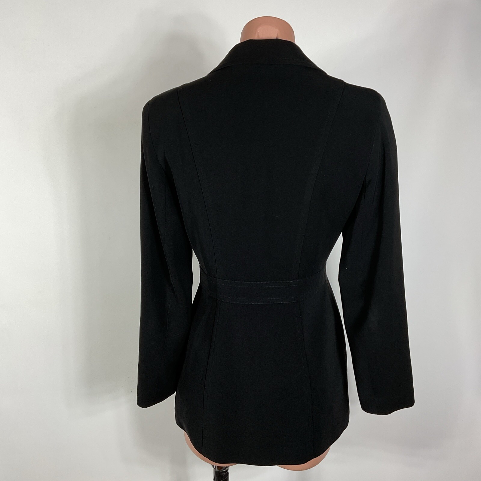 VTG Y2K Bebe 4 Longline Blazer Formal Coat Jacket Mob Wife Black USA MADE image 5