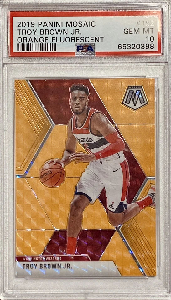 2019 Panini Mosaic #162 Troy Brown Jr. Orange Fluorescent #5/25 PSA 10 Gem Mint - Image 3 of 4