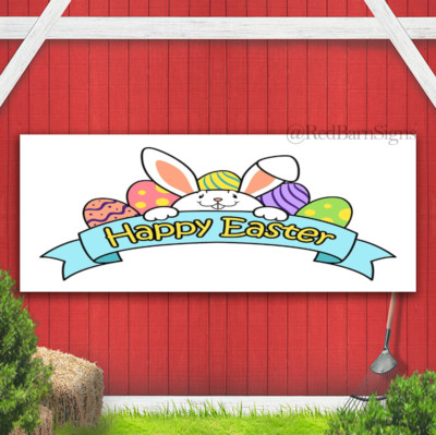 Easter Bunny Happy Easter Spring Season Indoor Outdoor Banner Sign