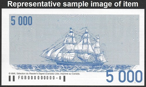Reader's Digest 2001 Canada Sweepstakes Prize Money Note $5000 FRENCH Coupon - Picture 2 of 2
