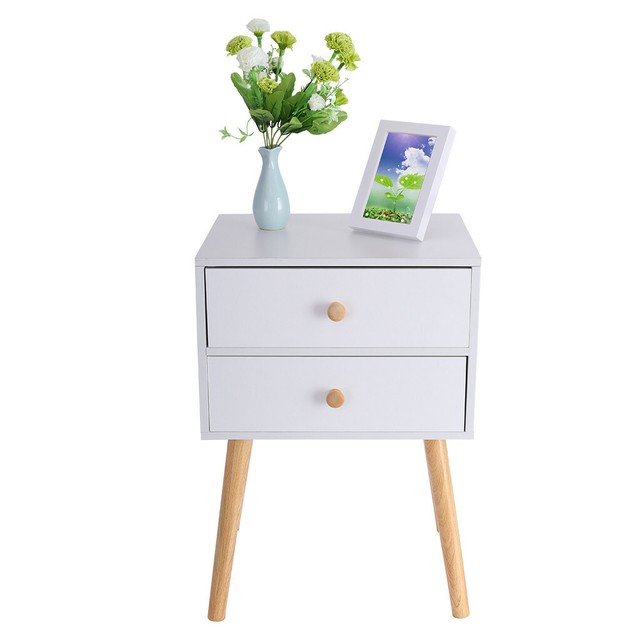 Black Modern Night Stand Wood Bed Bedroom With Drawer Chrome Nightstand Table For Sale Online Ebay