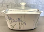 Vintage Corning Ware Shadow Iris A-3-B 3Liter Casserole Dish & Pyrex A-9-C Lid