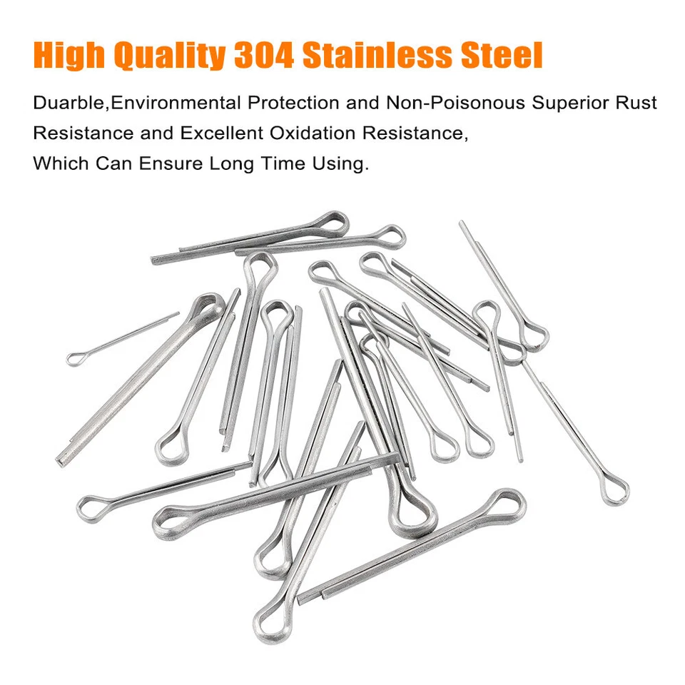 Juego surtido de pasadores Cotter 230 piezas kit de valor de acero inoxidable 304 EE. UU. Foto 2 de 4